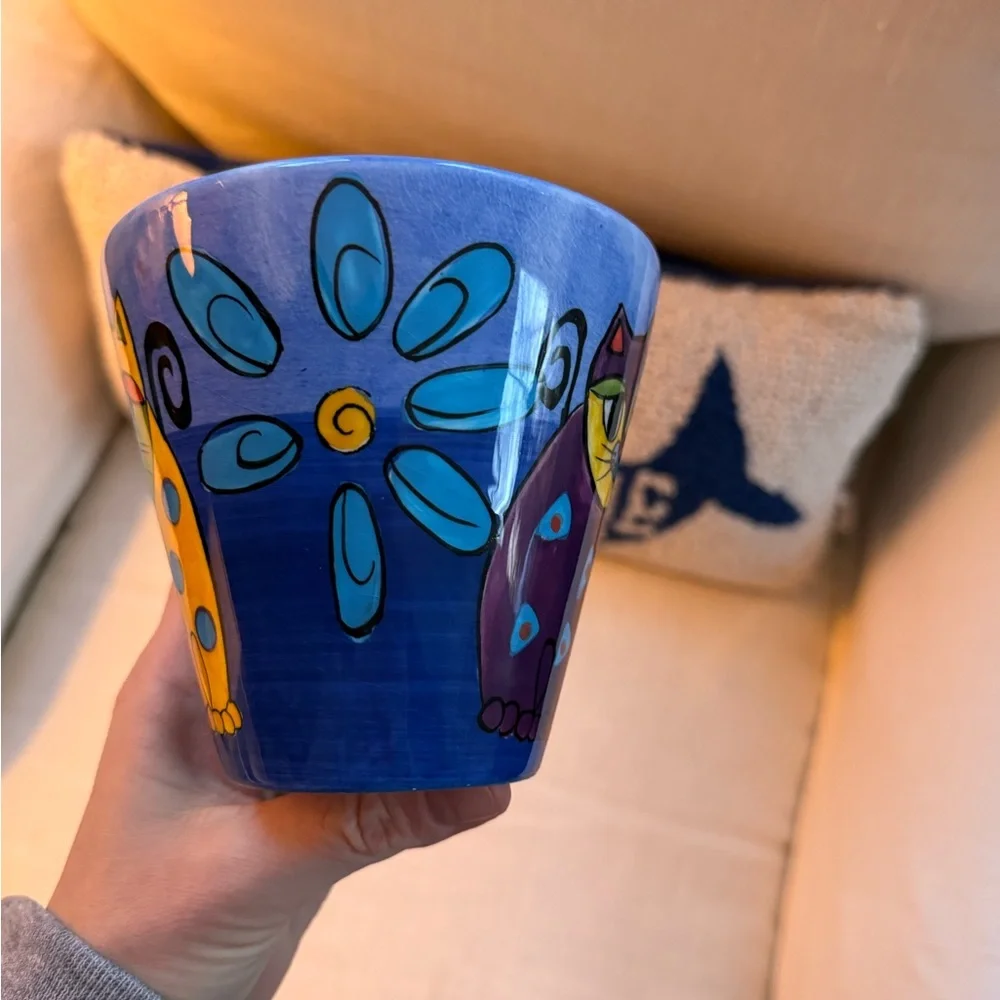 Vintage Hand painted by Milson & Louis Colorful Cat Design Ceramic single Mug - Picture 7 of 9